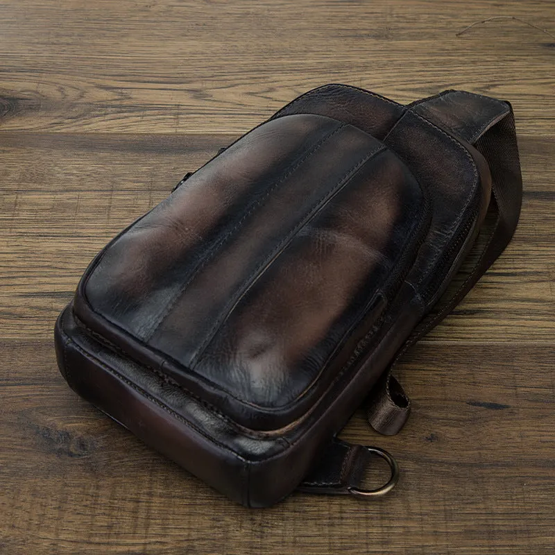 Brown Leather Sling Backpack Crossbody Sling Backpack Best Cross Body Sling Bag Mens Leather Sling Bags