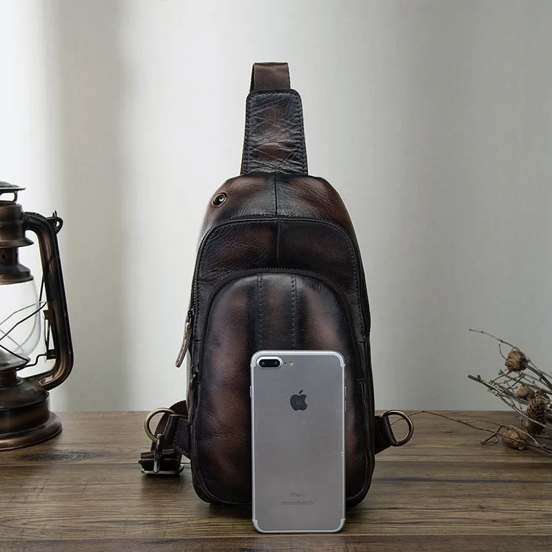 Brown Leather Sling Backpack Crossbody Sling Backpack Best Cross Body Sling Bag Mens Leather Sling Bags