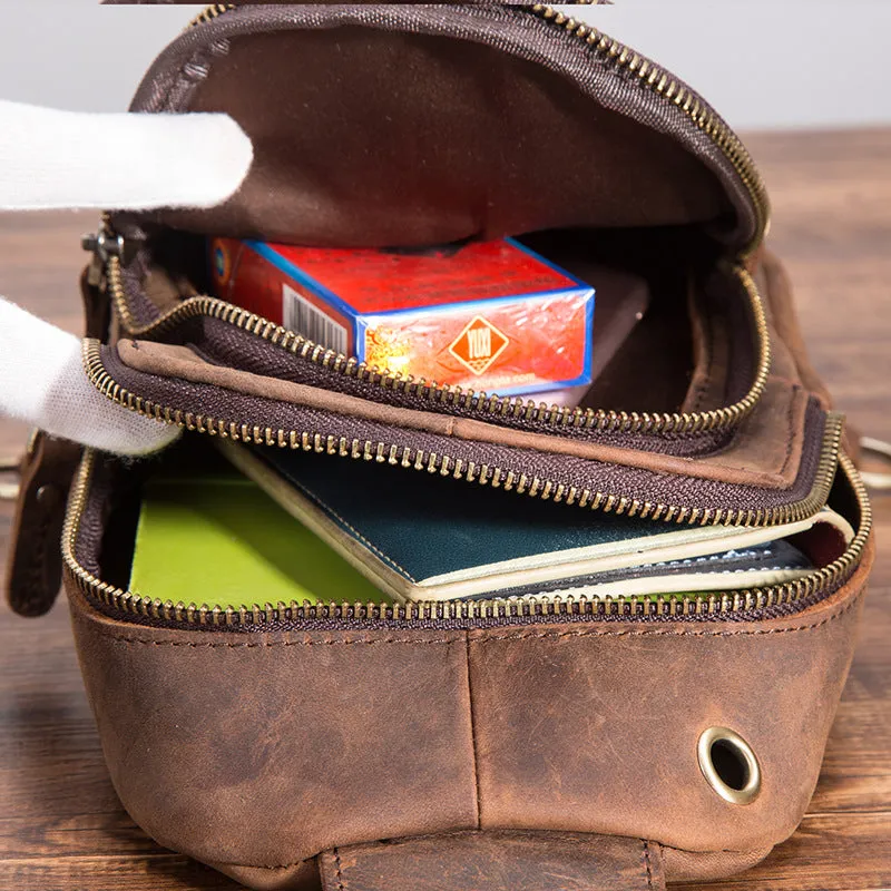 Brown Leather Sling Backpack Crossbody Sling Backpack Best Cross Body Sling Bag Mens Leather Sling Bags