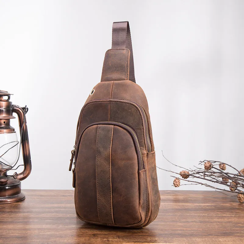 Brown Leather Sling Backpack Crossbody Sling Backpack Best Cross Body Sling Bag Mens Leather Sling Bags