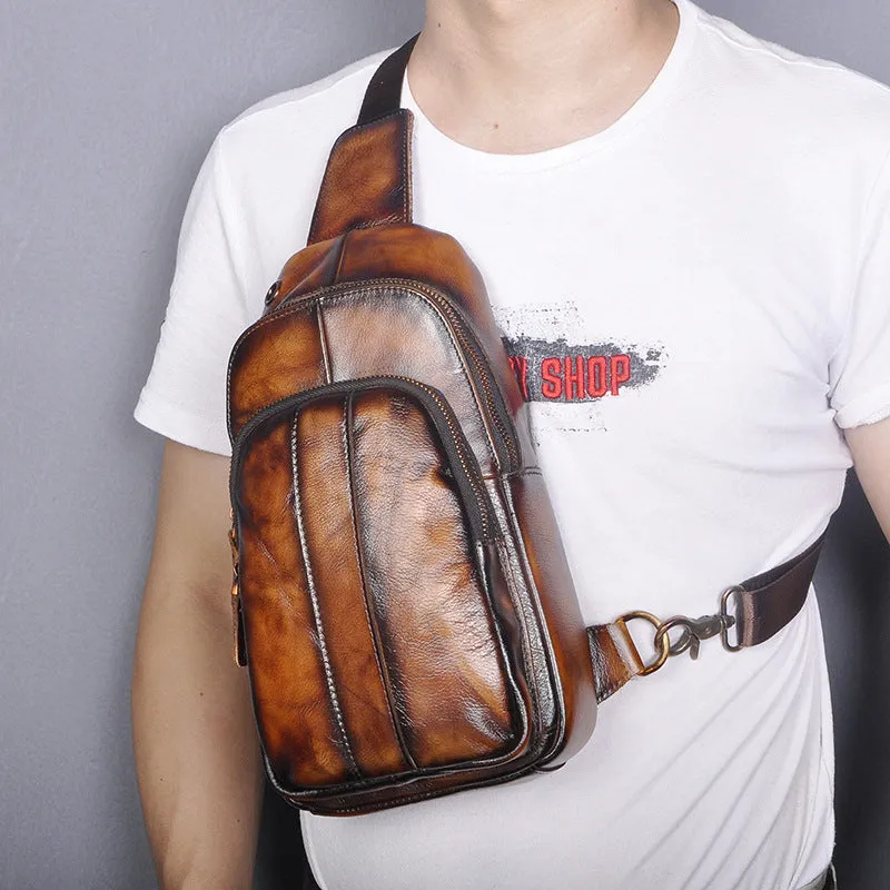 Brown Leather Sling Backpack Crossbody Sling Backpack Best Cross Body Sling Bag Mens Leather Sling Bags