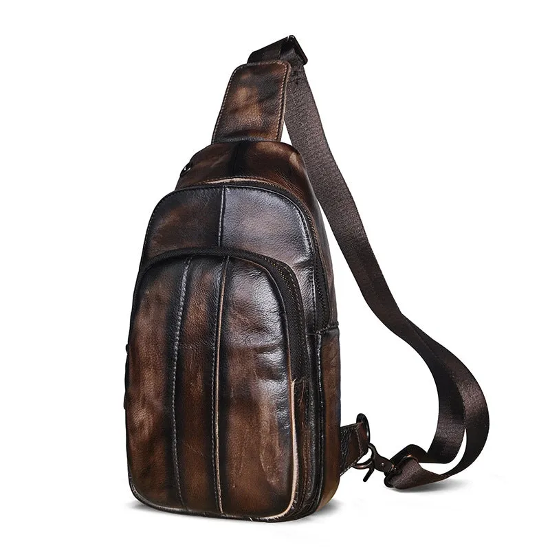 Brown Leather Sling Backpack Crossbody Sling Backpack Best Cross Body Sling Bag Mens Leather Sling Bags