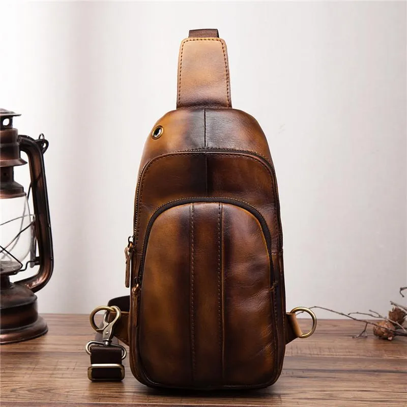 Brown Leather Sling Backpack Crossbody Sling Backpack Best Cross Body Sling Bag Mens Leather Sling Bags