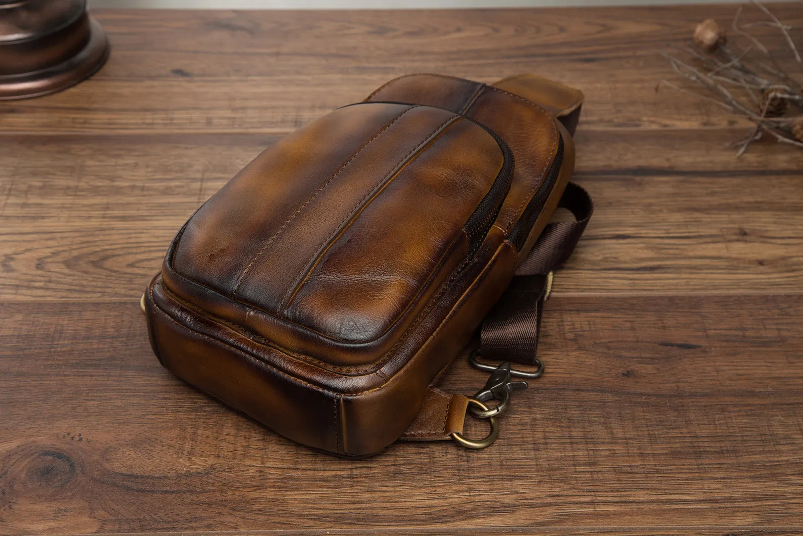 Brown Leather Sling Backpack Crossbody Sling Backpack Best Cross Body Sling Bag Mens Leather Sling Bags
