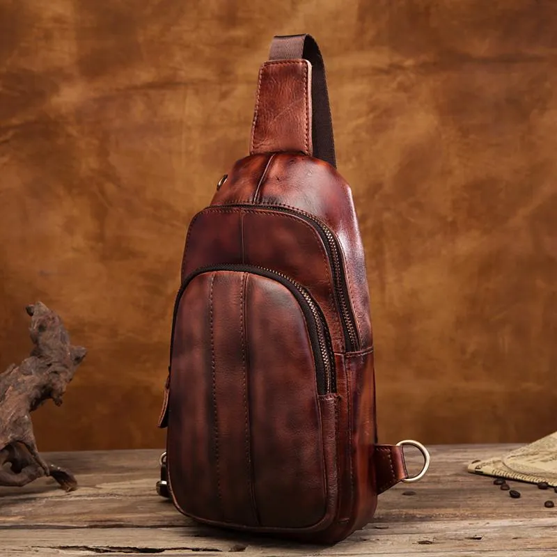 Brown Leather Sling Backpack Crossbody Sling Backpack Best Cross Body Sling Bag Mens Leather Sling Bags