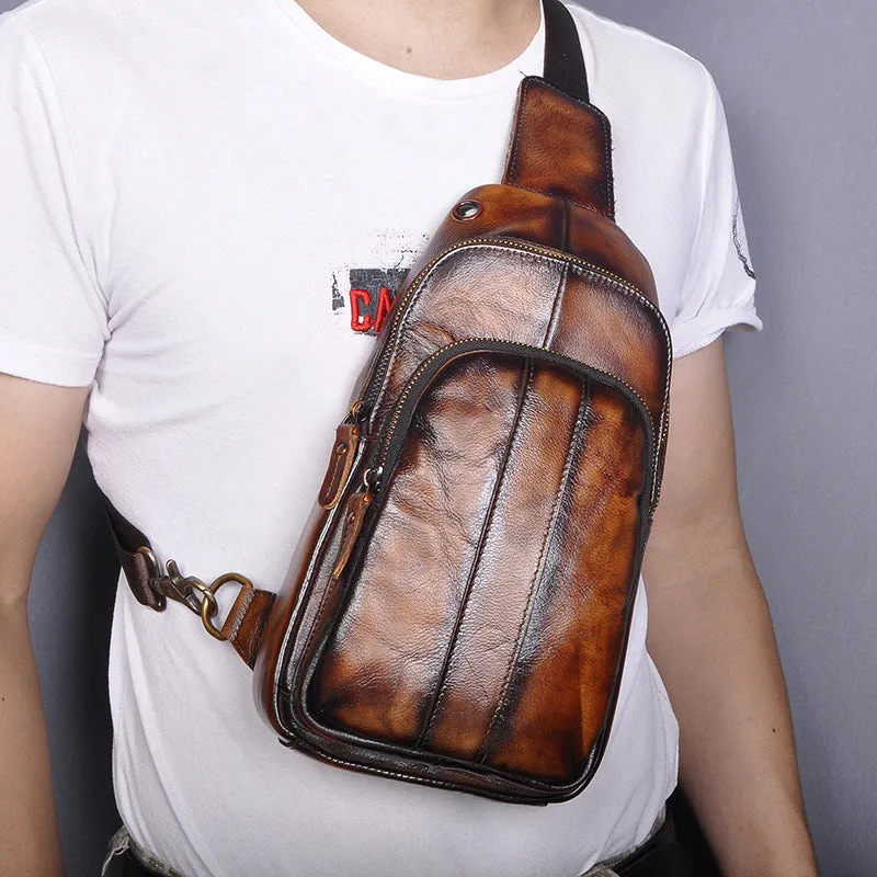 Brown Leather Sling Backpack Crossbody Sling Backpack Best Cross Body Sling Bag Mens Leather Sling Bags