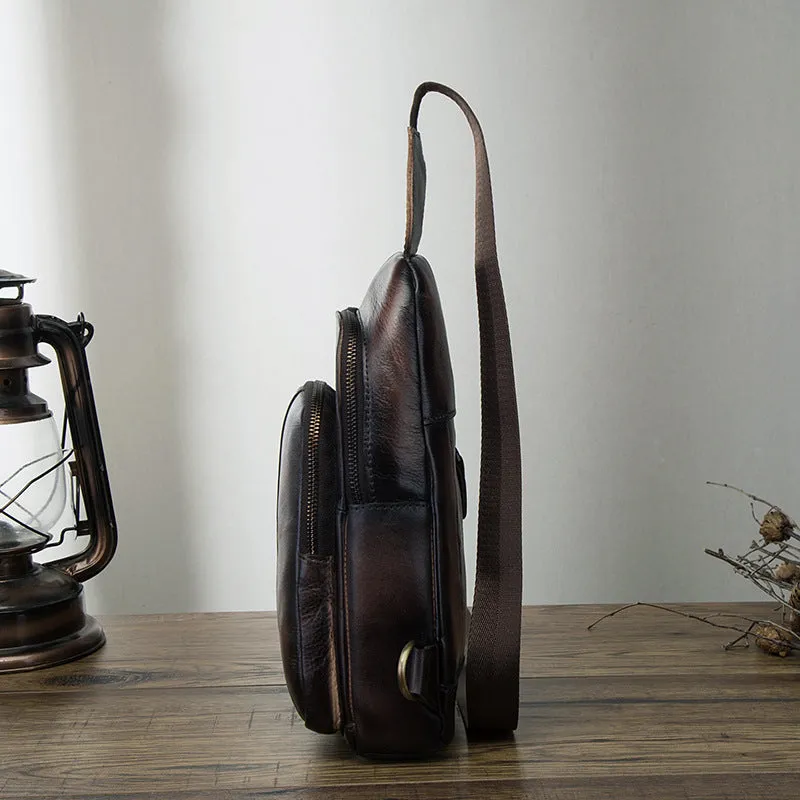 Brown Leather Sling Backpack Crossbody Sling Backpack Best Cross Body Sling Bag Mens Leather Sling Bags