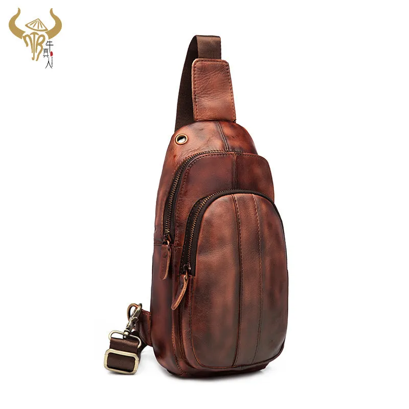 Brown Leather Sling Backpack Crossbody Sling Backpack Best Cross Body Sling Bag Mens Leather Sling Bags