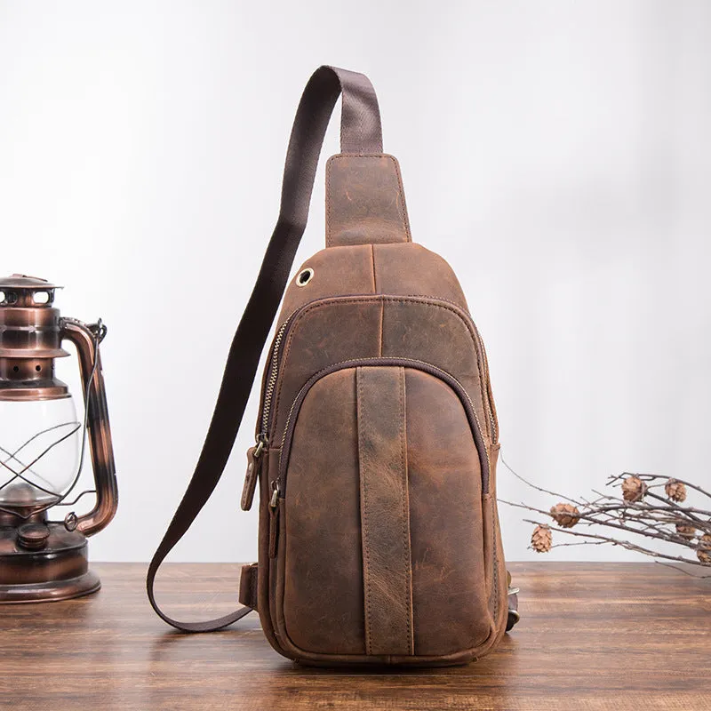 Brown Leather Sling Backpack Crossbody Sling Backpack Best Cross Body Sling Bag Mens Leather Sling Bags