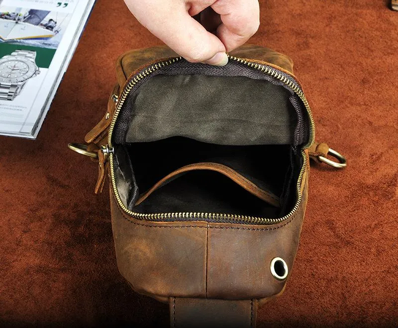 Brown Leather Sling Backpack Crossbody Sling Backpack Best Cross Body Sling Bag Mens Leather Sling Bags