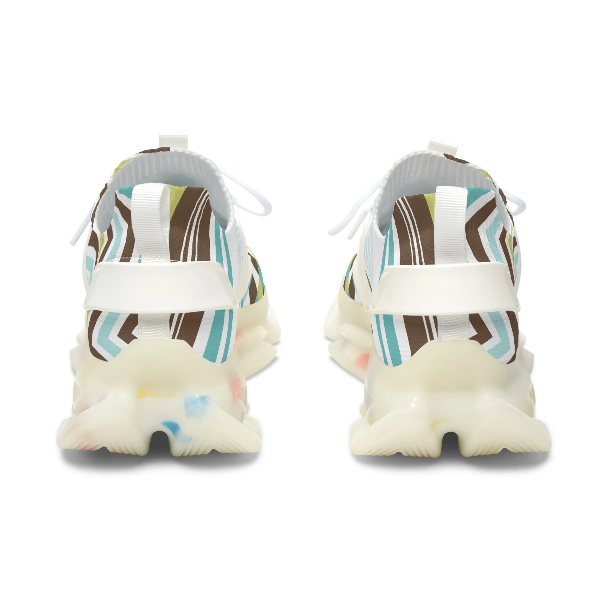 Brown Print and Stripes Women's Mesh Sneakers