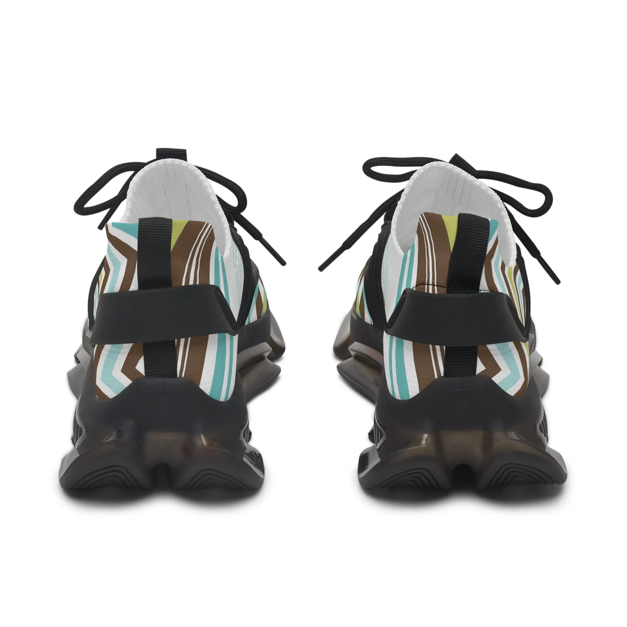 Brown Print and Stripes Women's Mesh Sneakers