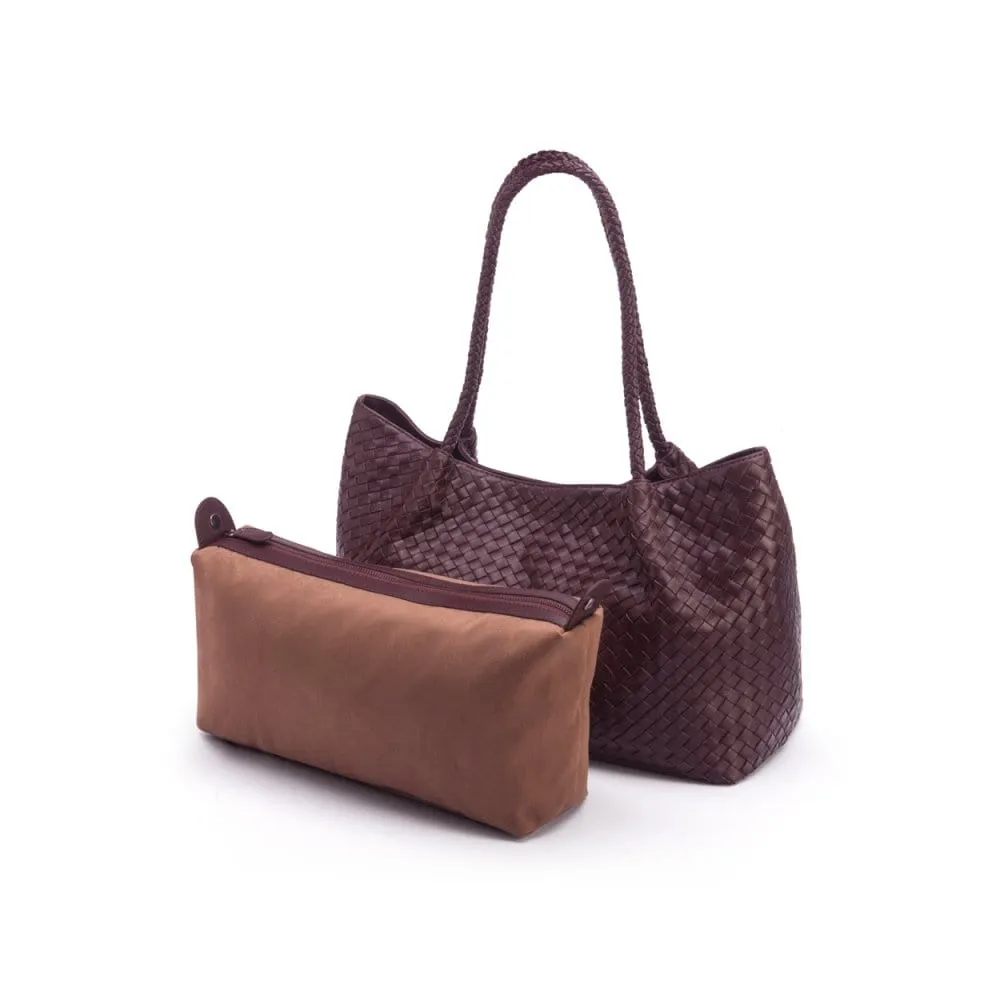 Cassidy Woven Slouchy Bag - Burgundy