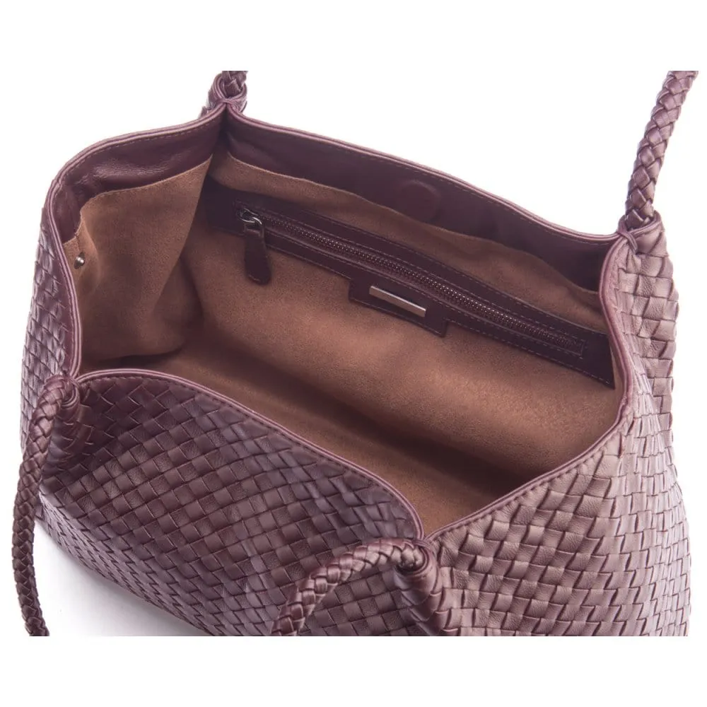 Cassidy Woven Slouchy Bag - Burgundy