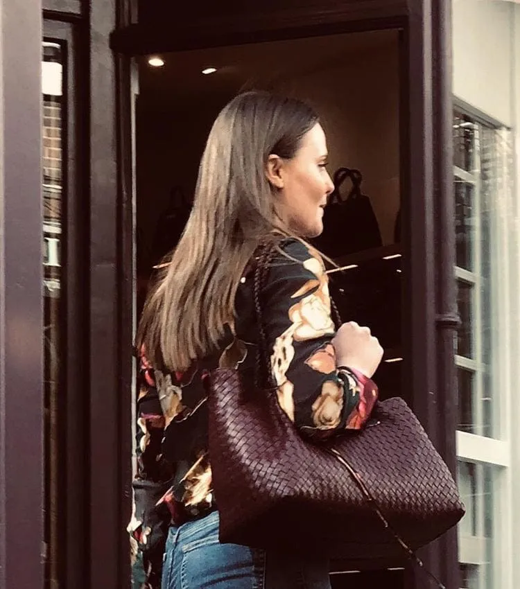 Cassidy Woven Slouchy Bag - Burgundy