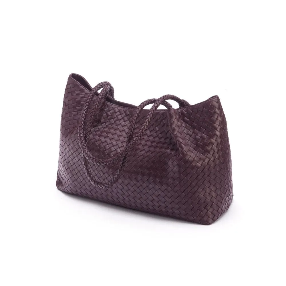 Cassidy Woven Slouchy Bag - Burgundy