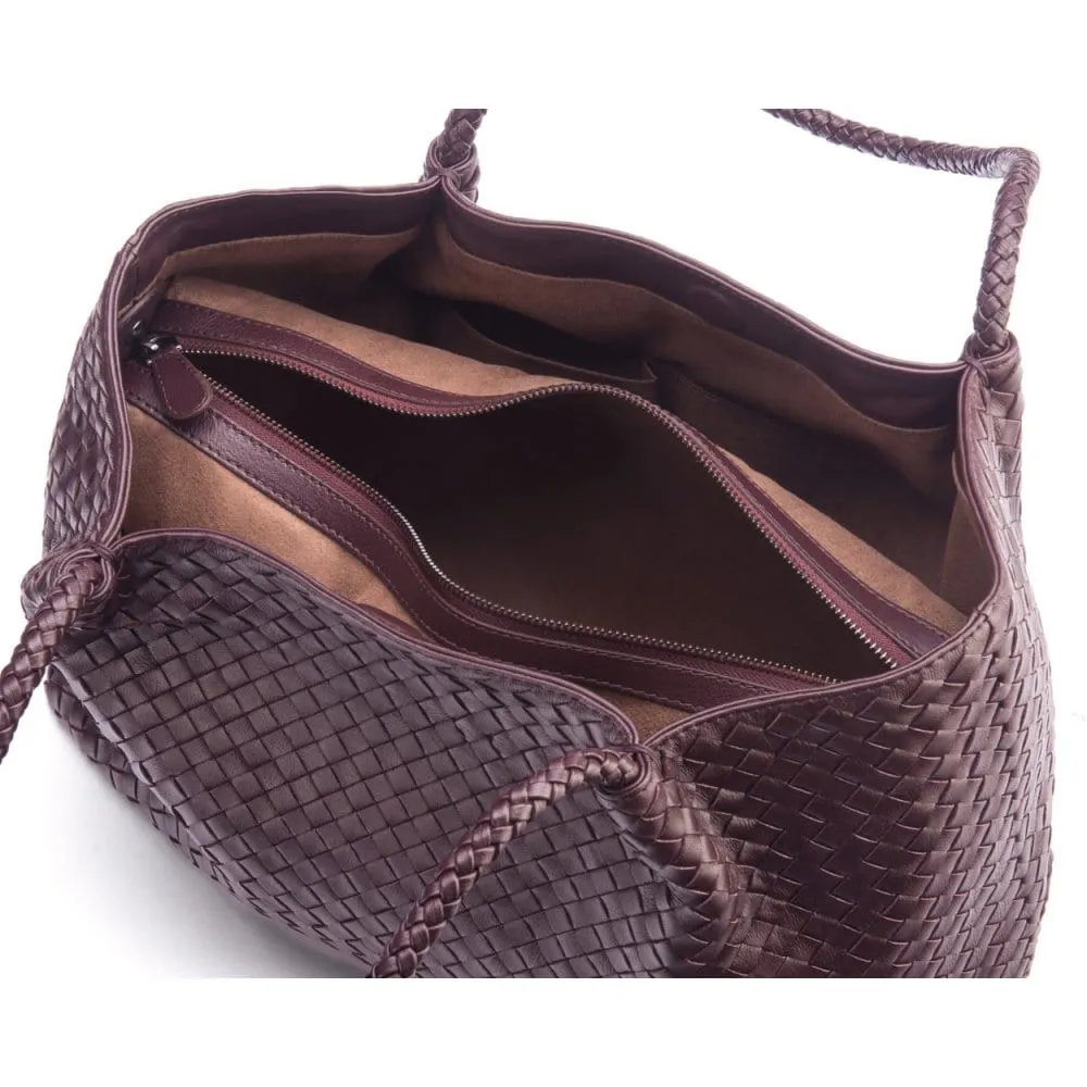 Cassidy Woven Slouchy Bag - Burgundy