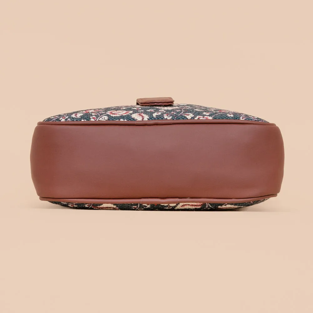 Chittoor Blue Kalamkari Magnetic Sling Bag