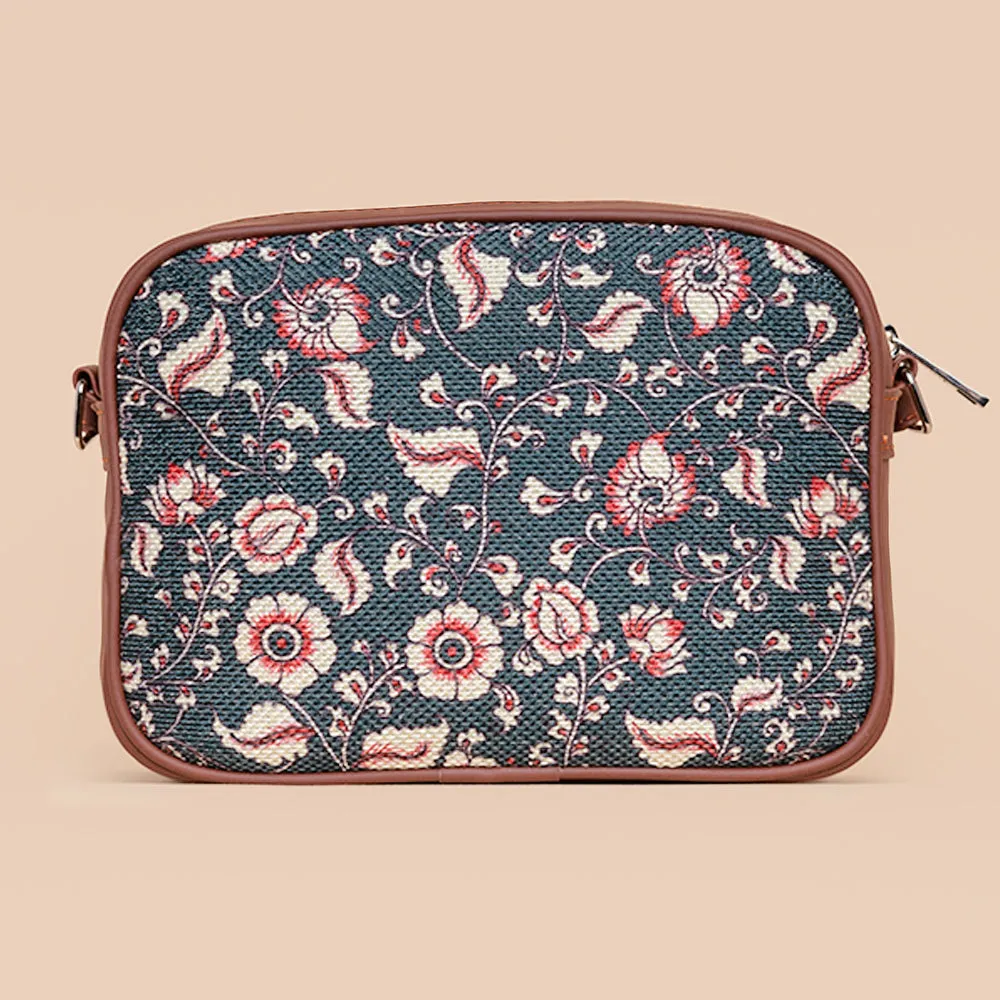 Chittoor Blue Kalamkari Magnetic Sling Bag