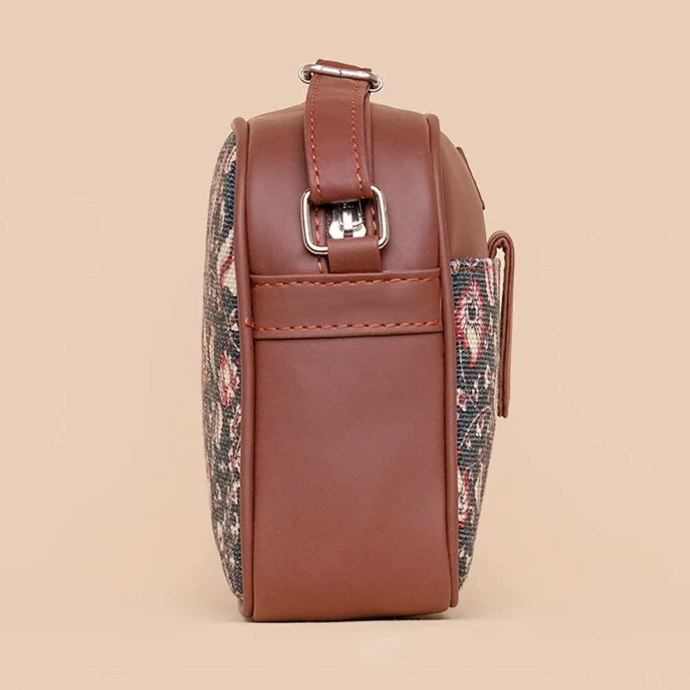 Chittoor Blue Kalamkari Magnetic Sling Bag