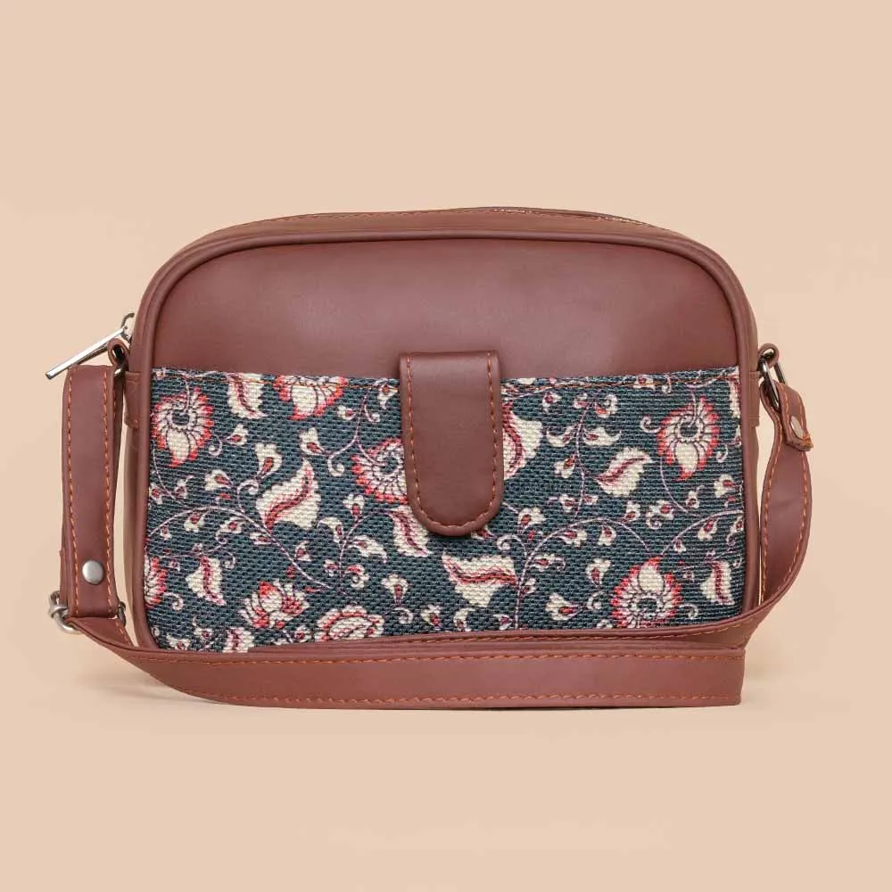 Chittoor Blue Kalamkari Magnetic Sling Bag