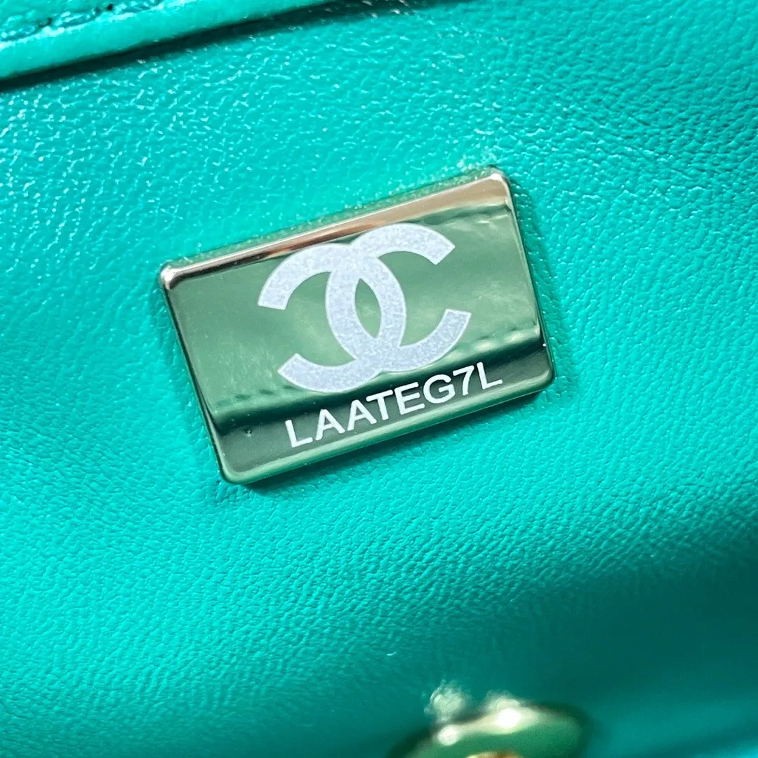 CHLLarge Flap Bag Gold Hardware Green For Women, Women&#8217;s Handbags, Shoulder Bags 9.1in/23cm AS3367