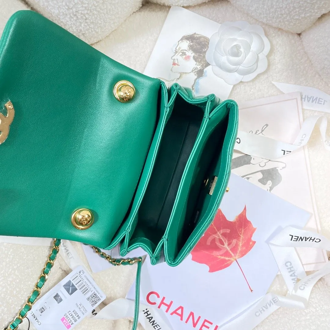 CHLMini Flap Bag Gold Hardware Green For Women, Women&#8217;s Handbags, Shoulder Bags 6.7in/17cm AS3365