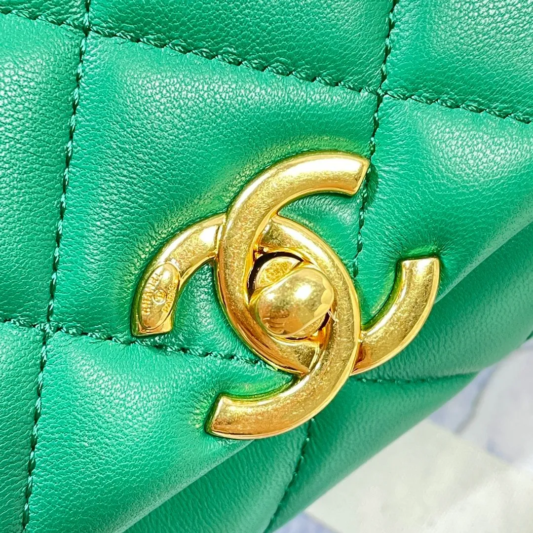CHLMini Flap Bag Gold Hardware Green For Women, Women&#8217;s Handbags, Shoulder Bags 6.7in/17cm AS3365