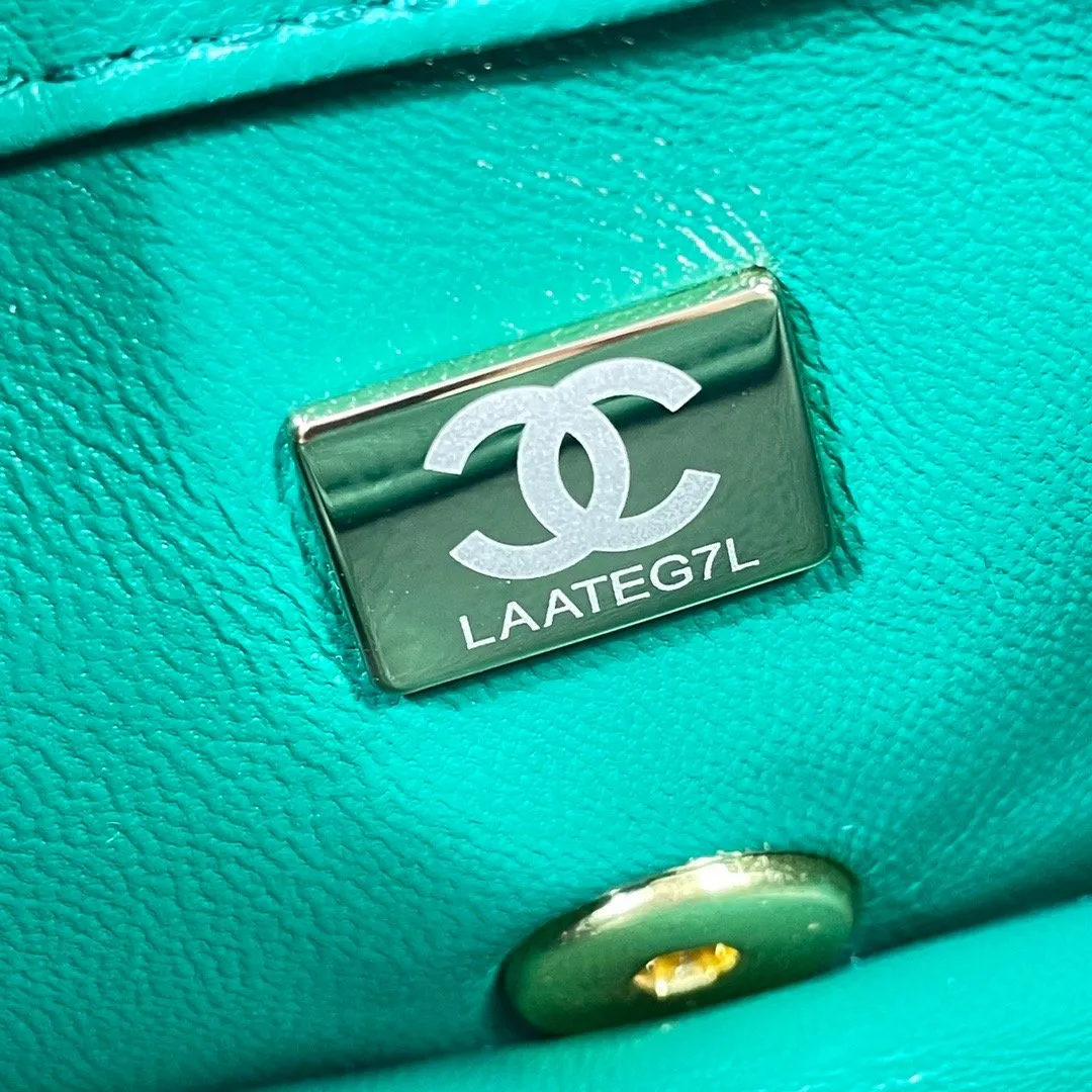 CHLMini Flap Bag Gold Hardware Green For Women, Women&#8217;s Handbags, Shoulder Bags 6.7in/17cm AS3365