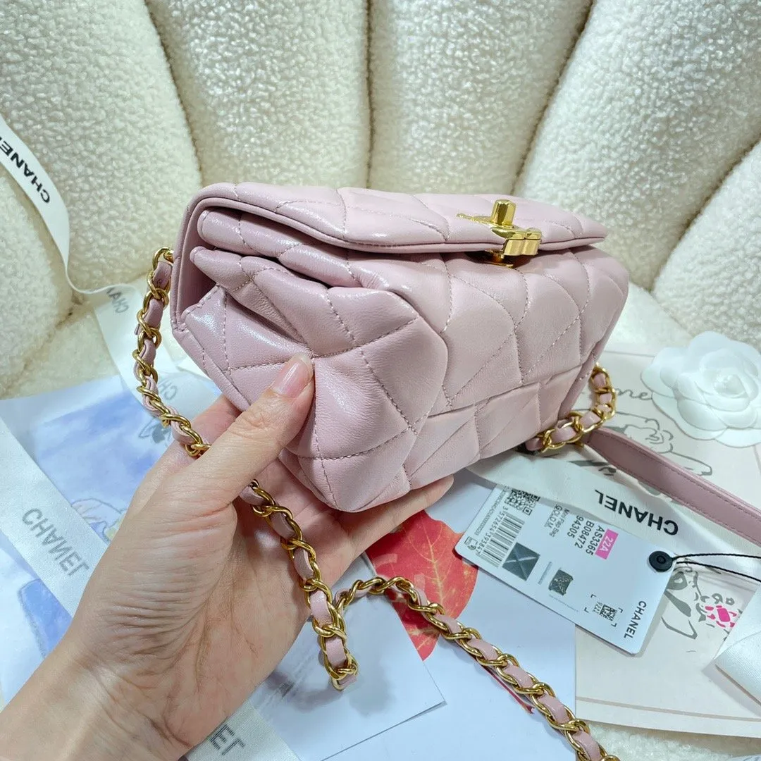 CHLMini Flap Bag Gold Hardware PiNike For Women, Women&#8217;s Handbags, Shoulder Bags 6.7in/17cm AS3365