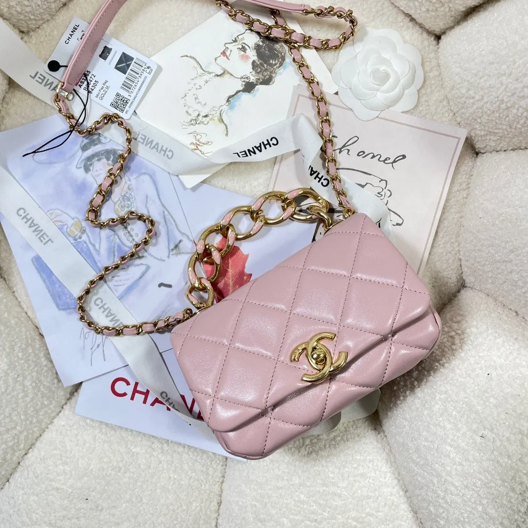 CHLMini Flap Bag Gold Hardware PiNike For Women, Women&#8217;s Handbags, Shoulder Bags 6.7in/17cm AS3365