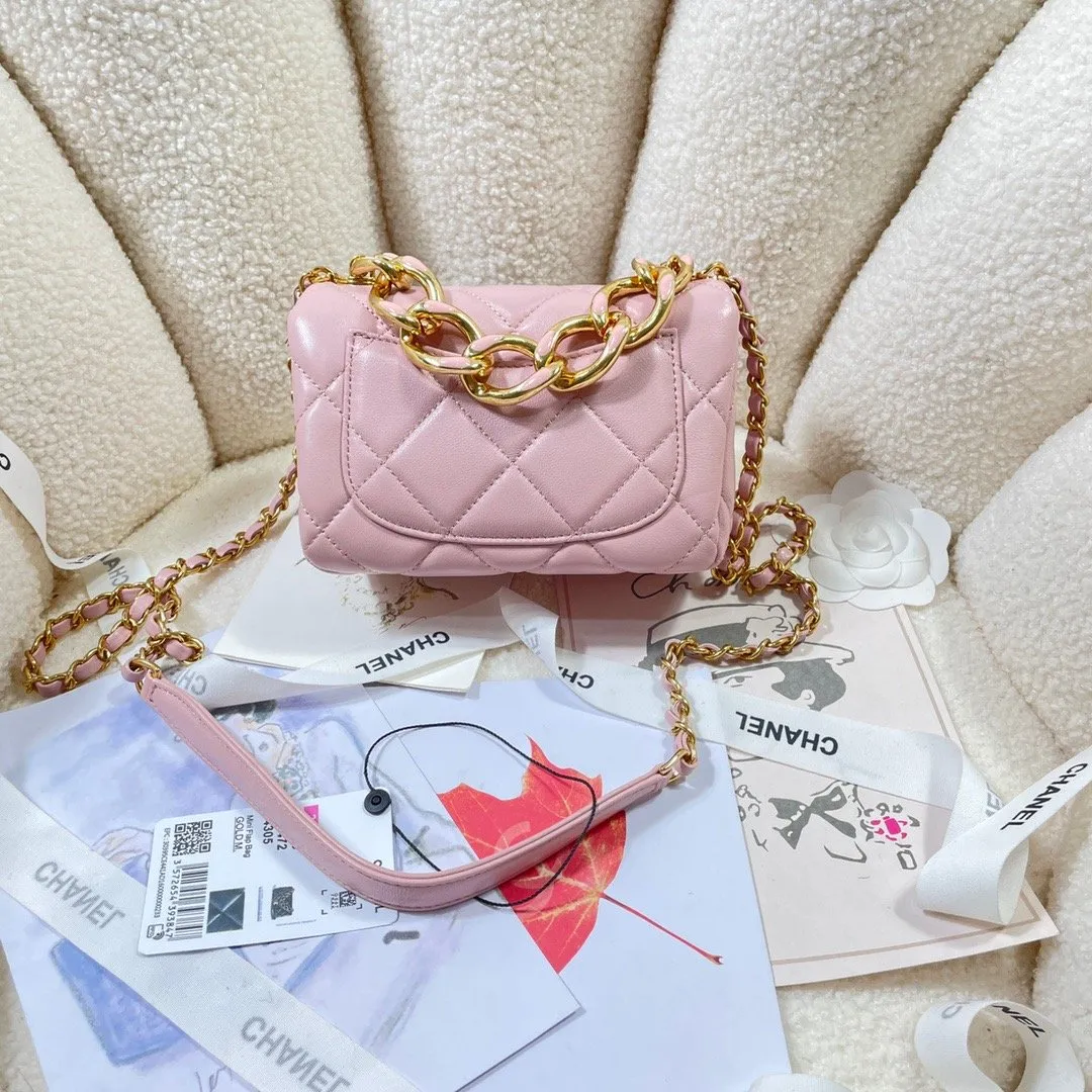 CHLMini Flap Bag Gold Hardware PiNike For Women, Women&#8217;s Handbags, Shoulder Bags 6.7in/17cm AS3365