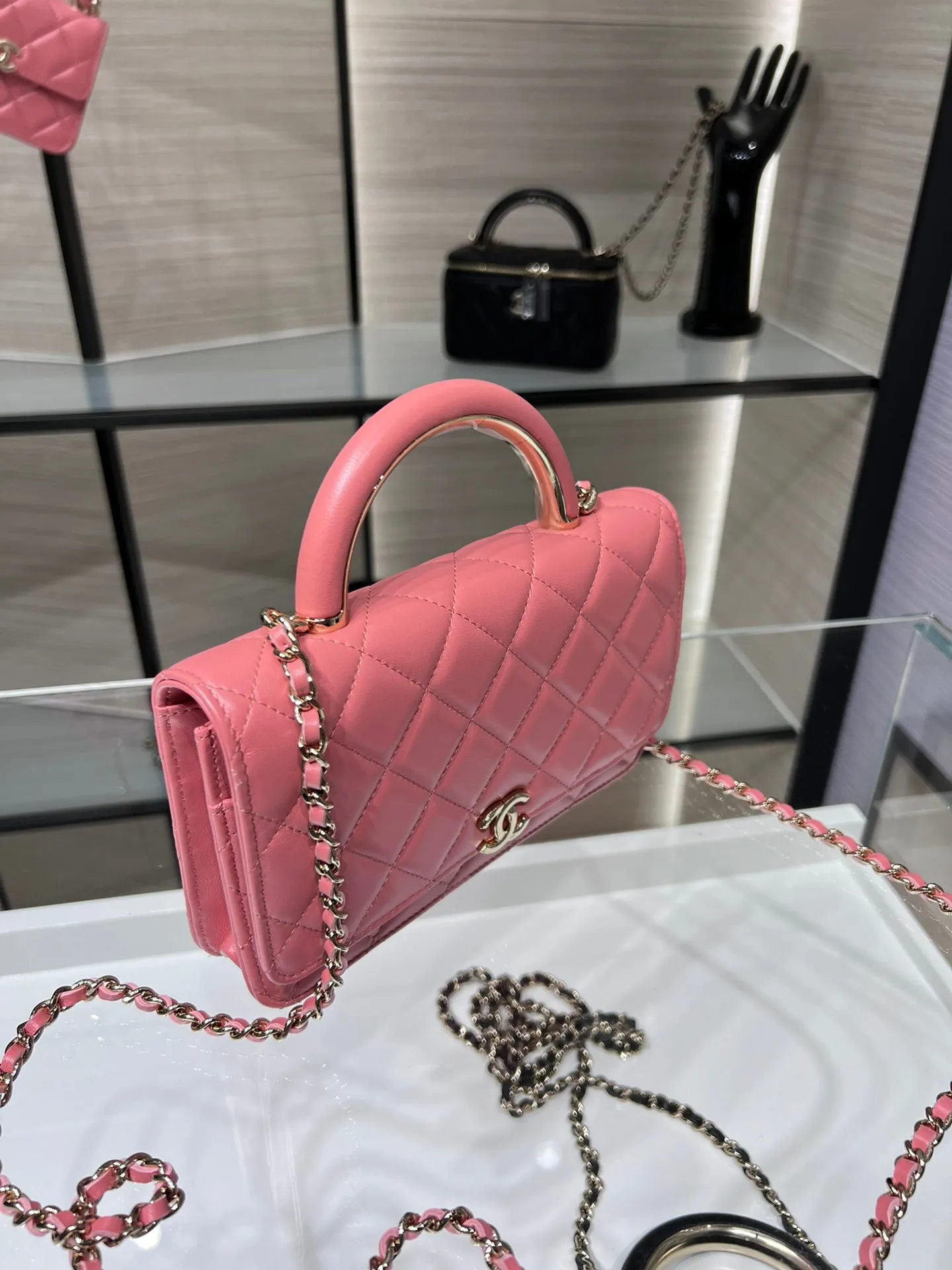 CHLWOC 19 Chain Wallet Bag Gold Hardware PiNike For Women, Women&#8217;s Handbags, Shoulder Bags 7.5in/19cm
