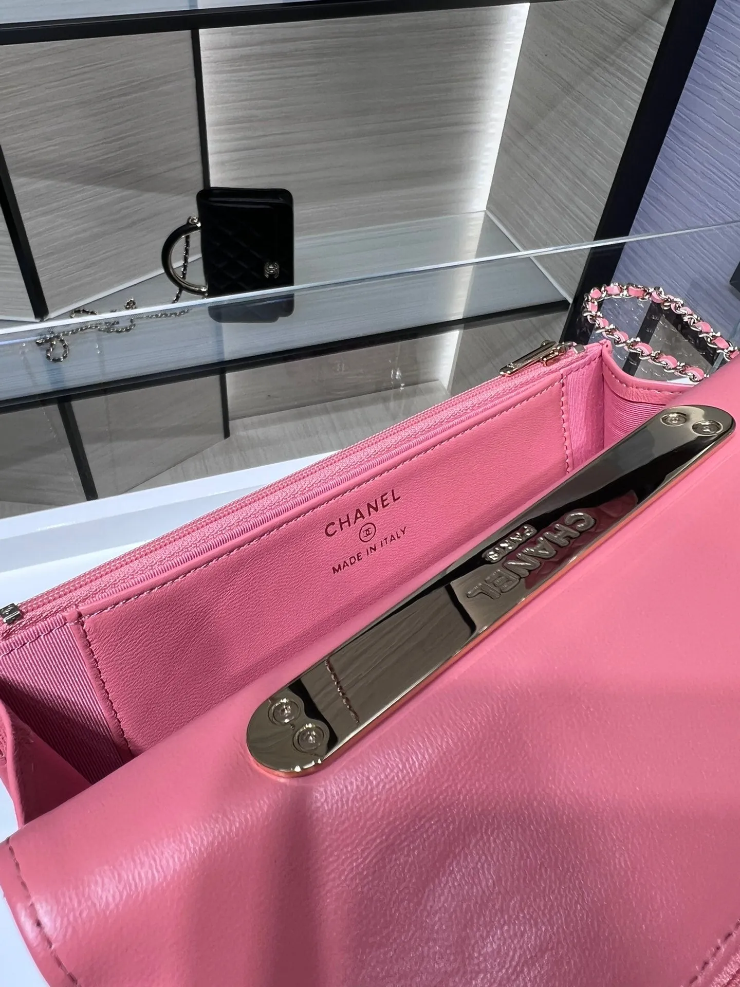 CHLWOC 19 Chain Wallet Bag Gold Hardware PiNike For Women, Women&#8217;s Handbags, Shoulder Bags 7.5in/19cm
