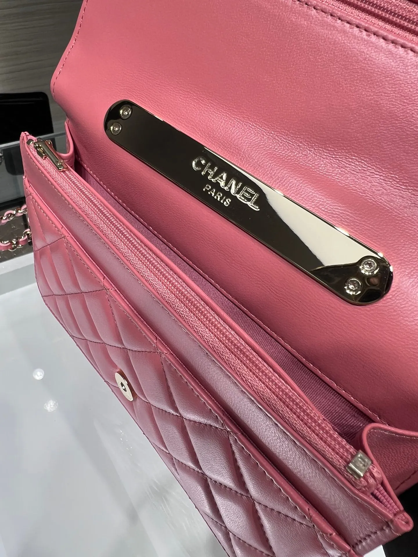 CHLWOC 19 Chain Wallet Bag Gold Hardware PiNike For Women, Women&#8217;s Handbags, Shoulder Bags 7.5in/19cm