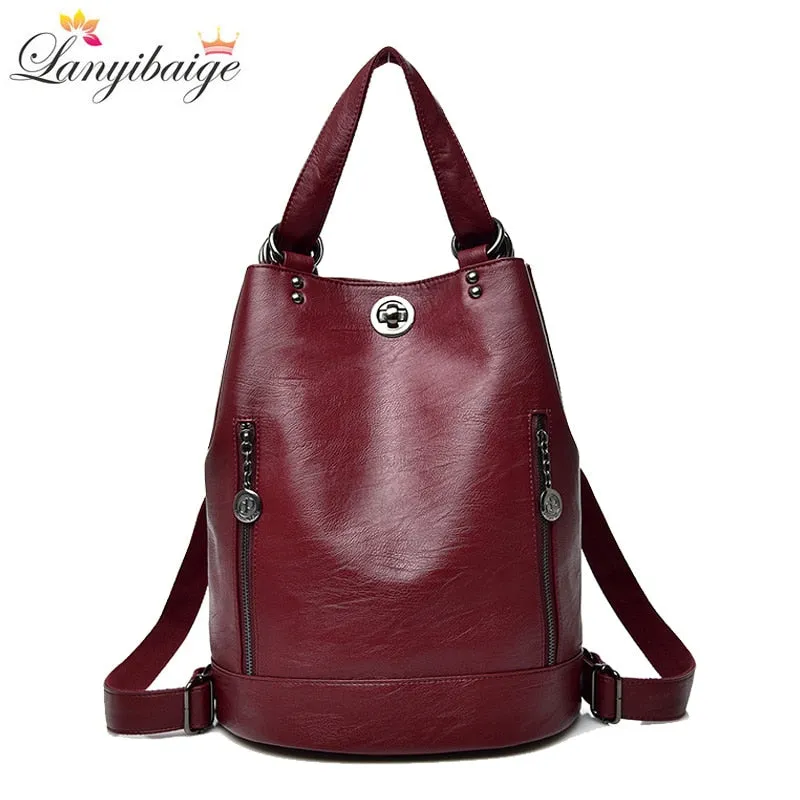 Christmas Gift 2021 New Women Backpack Designer Leather Backpack Multifunction Lady Shoulder Bags School Bags for Girls Travel Backpack Mochila