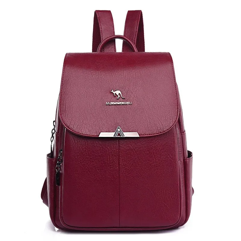 Christmas Gift Casual Women Leather Backpack Large Capacity Travel Backpacks School Bags Multifunction Shoulder Bags for Women 2020 New Bagpack