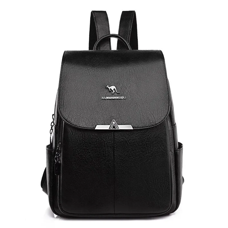 Christmas Gift Casual Women Leather Backpack Large Capacity Travel Backpacks School Bags Multifunction Shoulder Bags for Women 2020 New Bagpack