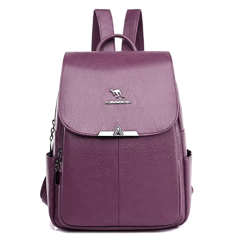 Christmas Gift Casual Women Leather Backpack Large Capacity Travel Backpacks School Bags Multifunction Shoulder Bags for Women 2020 New Bagpack