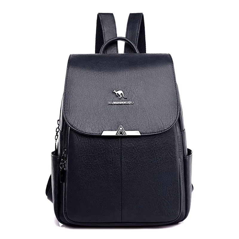 Christmas Gift Casual Women Leather Backpack Large Capacity Travel Backpacks School Bags Multifunction Shoulder Bags for Women 2020 New Bagpack