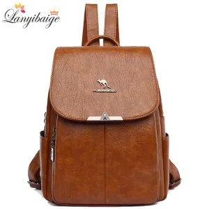 Christmas Gift Casual Women Leather Backpack Large Capacity Travel Backpacks School Bags Multifunction Shoulder Bags for Women 2020 New Bagpack
