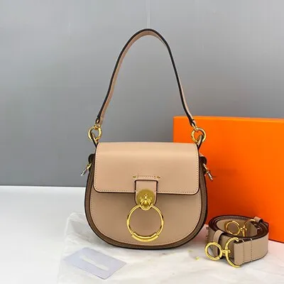 Christmas Gift Female bag 2021 new embroidery crossbody portable round bag wide shoulder strap ring saddle bag leather single shoulder piggy ba