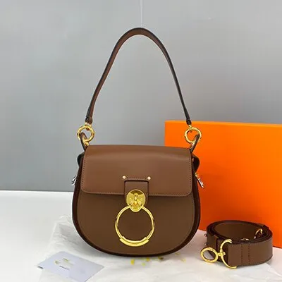 Christmas Gift Female bag 2021 new embroidery crossbody portable round bag wide shoulder strap ring saddle bag leather single shoulder piggy ba