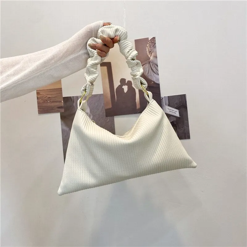 Christmas Gift Soft Leather Underarm Shoulder Bags for Women 2021 New High Capacity Pleated Lady Top Handle Handbag Female Fold Tote Bag