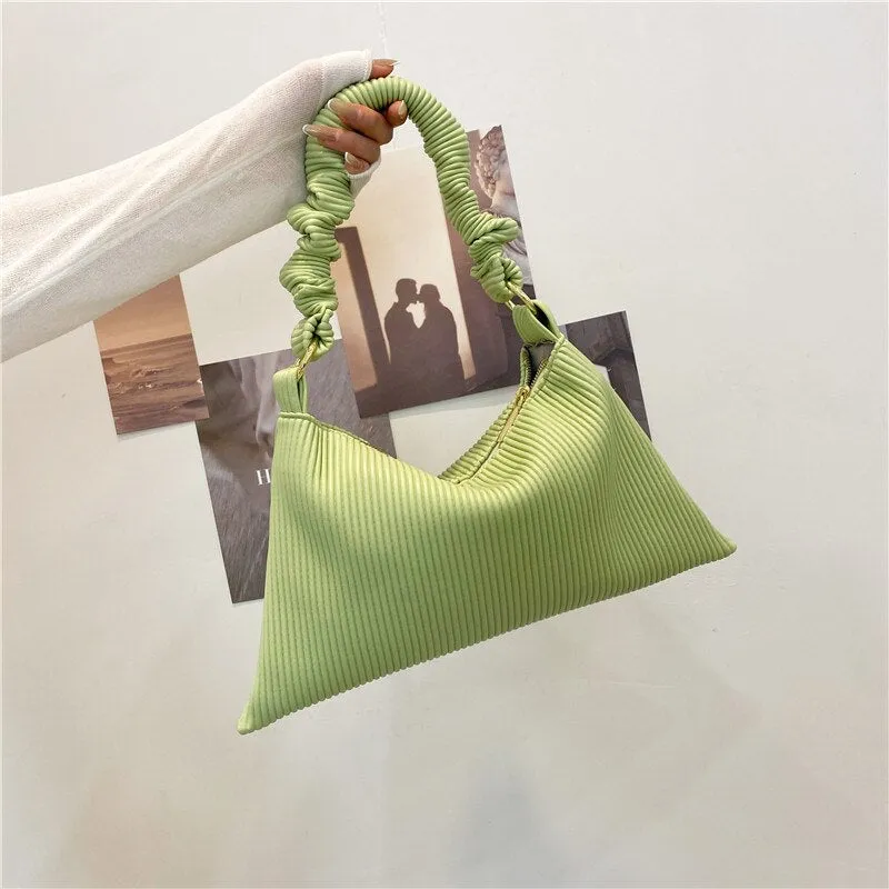 Christmas Gift Soft Leather Underarm Shoulder Bags for Women 2021 New High Capacity Pleated Lady Top Handle Handbag Female Fold Tote Bag