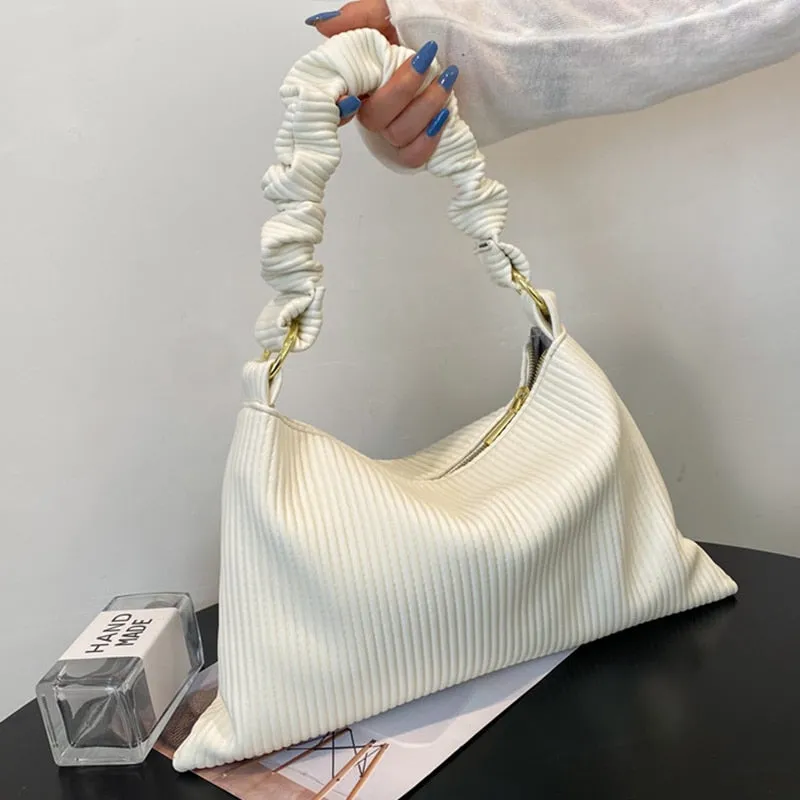 Christmas Gift Soft Leather Underarm Shoulder Bags for Women 2021 New High Capacity Pleated Lady Top Handle Handbag Female Fold Tote Bag