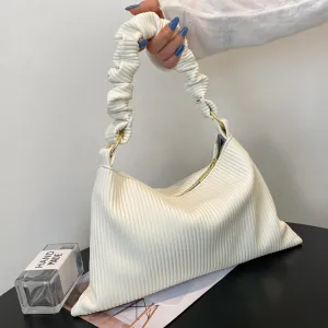 Christmas Gift Soft Leather Underarm Shoulder Bags for Women 2021 New High Capacity Pleated Lady Top Handle Handbag Female Fold Tote Bag