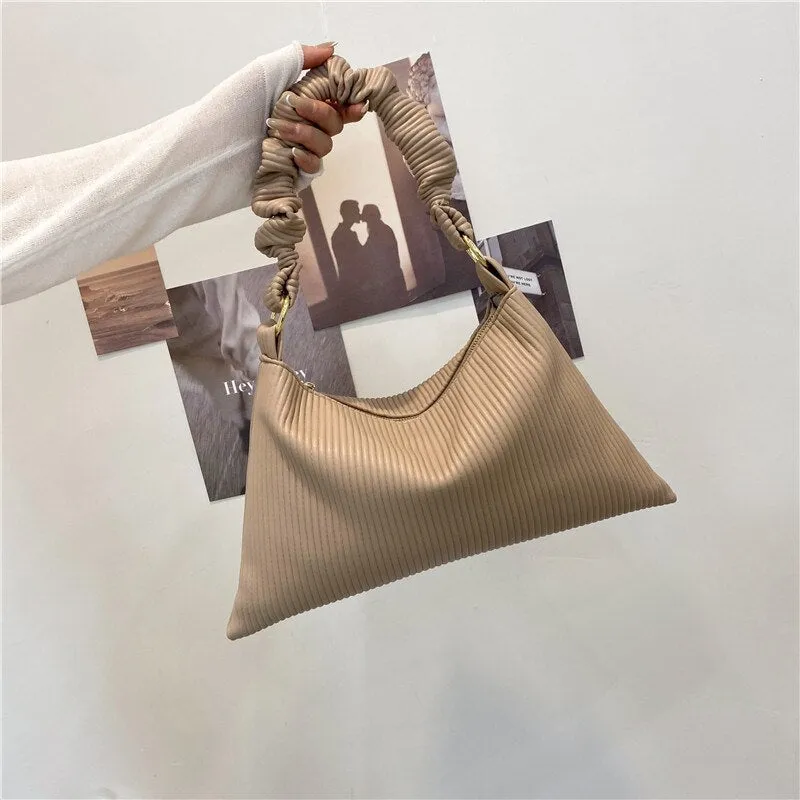 Christmas Gift Soft Leather Underarm Shoulder Bags for Women 2021 New High Capacity Pleated Lady Top Handle Handbag Female Fold Tote Bag