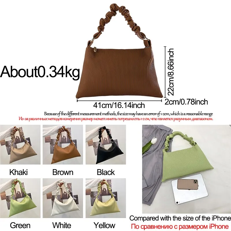 Christmas Gift Soft Leather Underarm Shoulder Bags for Women 2021 New High Capacity Pleated Lady Top Handle Handbag Female Fold Tote Bag