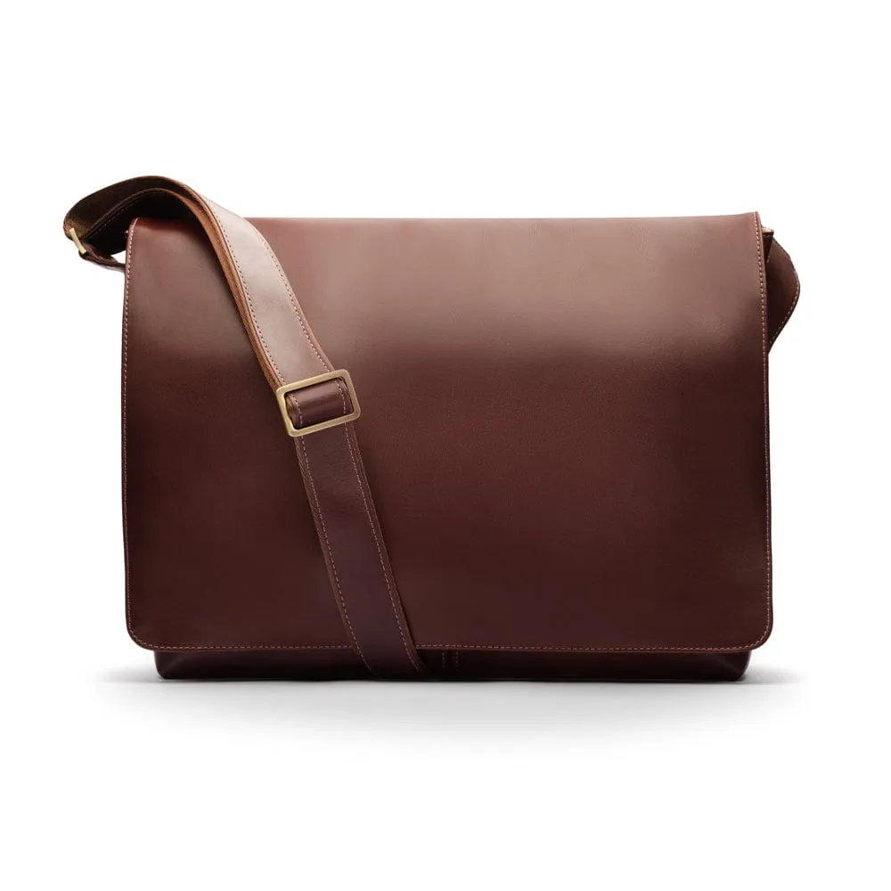 Classic Postman's Leather Messenger Bag - Brown